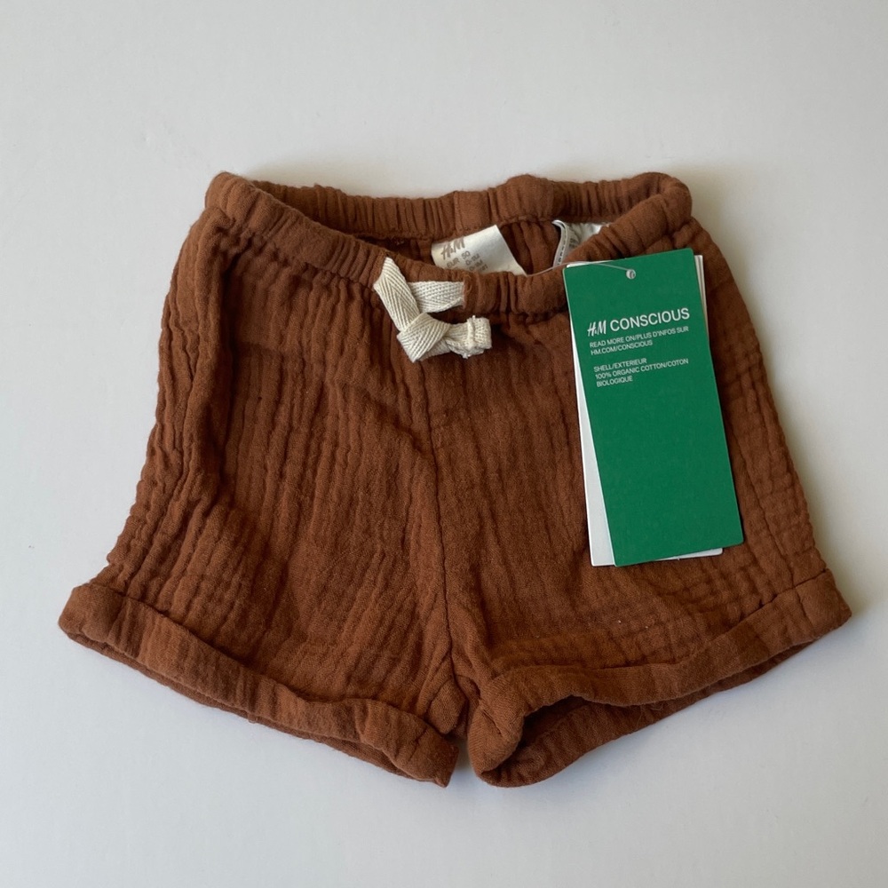 H&M Rust Shorts with Bow Accent (size 0-1M)